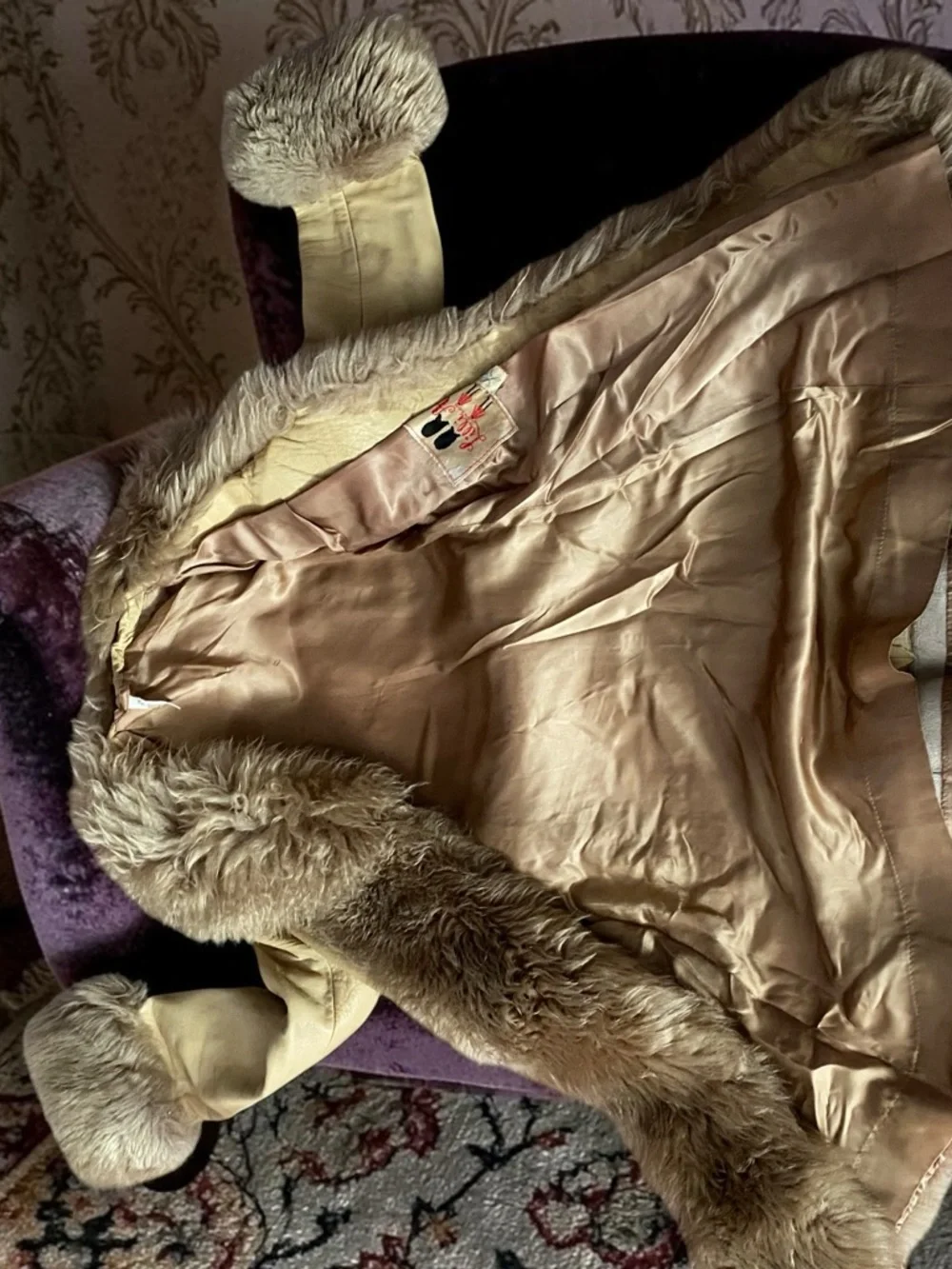 Women's Lilli Ann faux fur Trimmed Coat in Camel XS - Picture 7 of 10